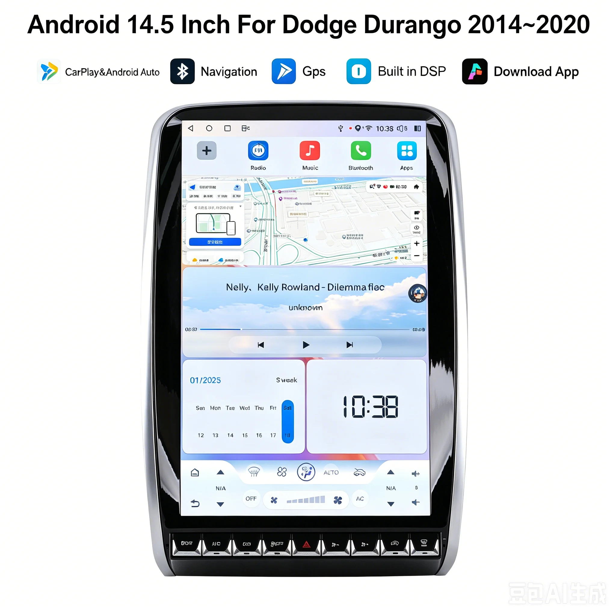 Android14 14.5 Inch For Dodge Durango 2014~2020 Radio Car Stereo Carplay Multimedia Touch Screen GPS Navi HeadUnit Bluetoot 5.0
