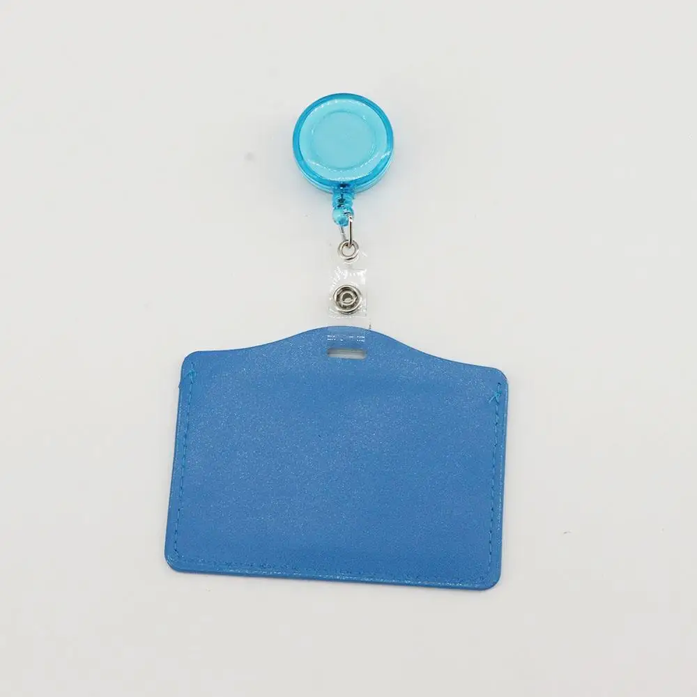 Work Card Badge Holder Clip PU Leather Card Holder Clip Retractable Badge Reels Nurse Doctor ID Badge Holder Name Card Holder