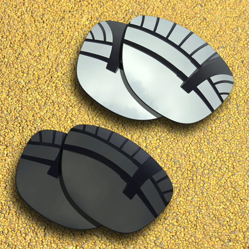 

(Silver Mirrored+Black) 2-Pairs Polarized Replacement Lenses For-Oakley Frogskins Frame 100% UVA & UVB Protection