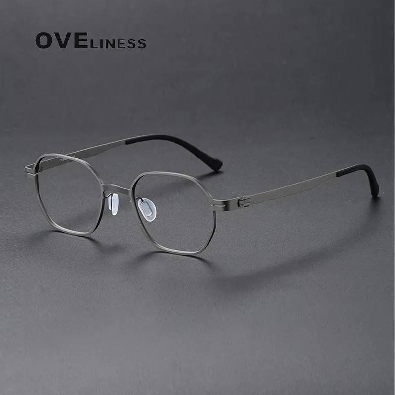 

2026 Pure Titanium Eyeglasses Frame Men Vintage Square Glasses Frame Women Spectacles Screwless Ultralight High Quality eyewear