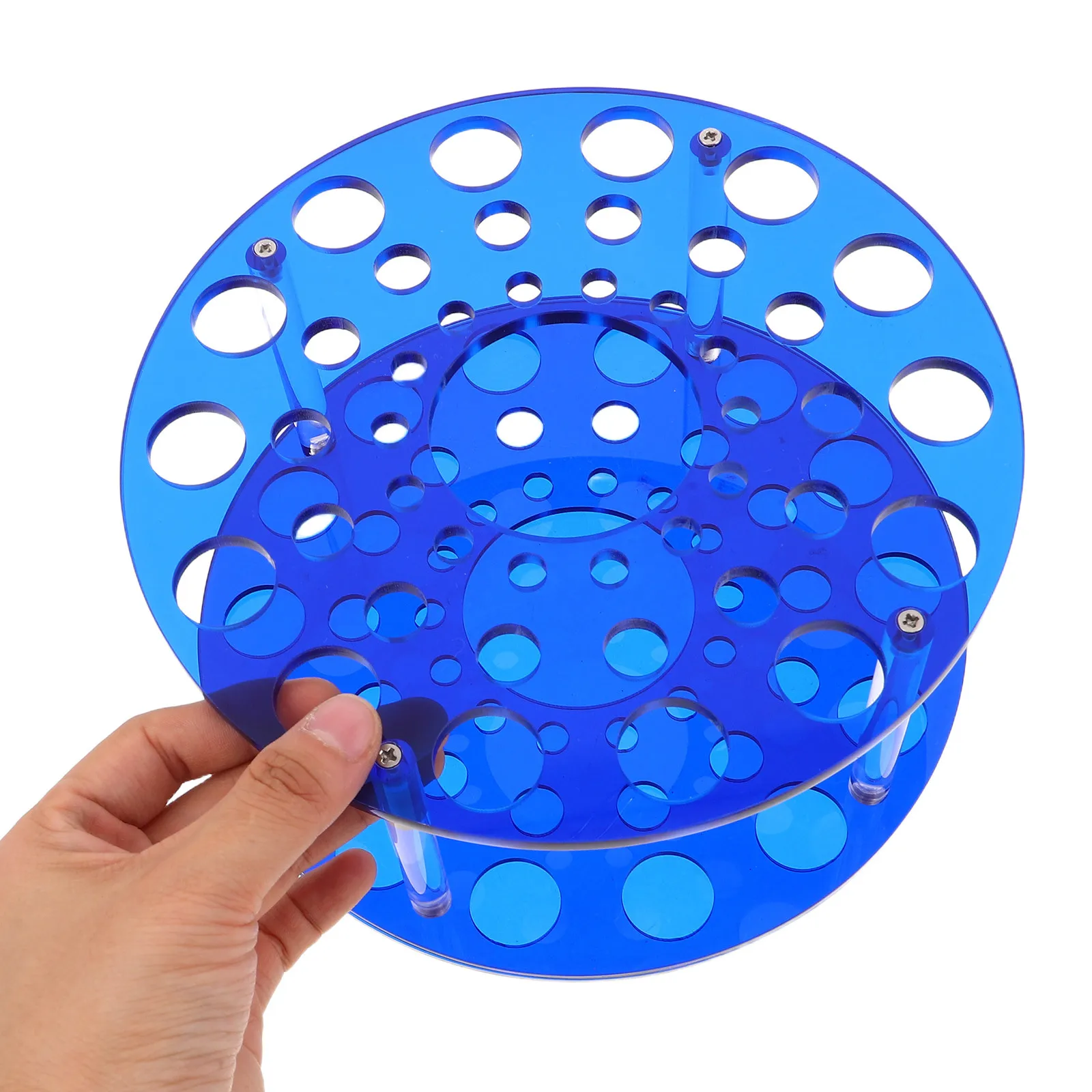 

Acrylic Round Makeup Brush Organizer Portable Vanity Desk Storage Rack Clear Design Neon Colors Art Supply Stand