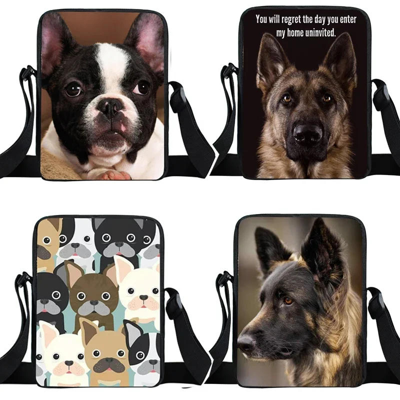 Bull Terrier / German Shepherd Messenger Bag Bulldog Women Handbag Girls Cross Bags for Travel Shoulder Bag Small Clutch Bookbag