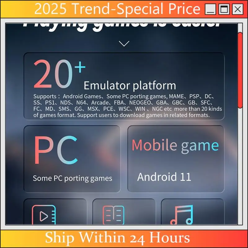 CHYY Top RG ARC-D ريترو لعبة فيديو وحدة التحكم 4 بوصة IPS لينكس وأندرويد 11 OS 6 زر تصميم مشغلات الألعاب دعم مقبض سلكي