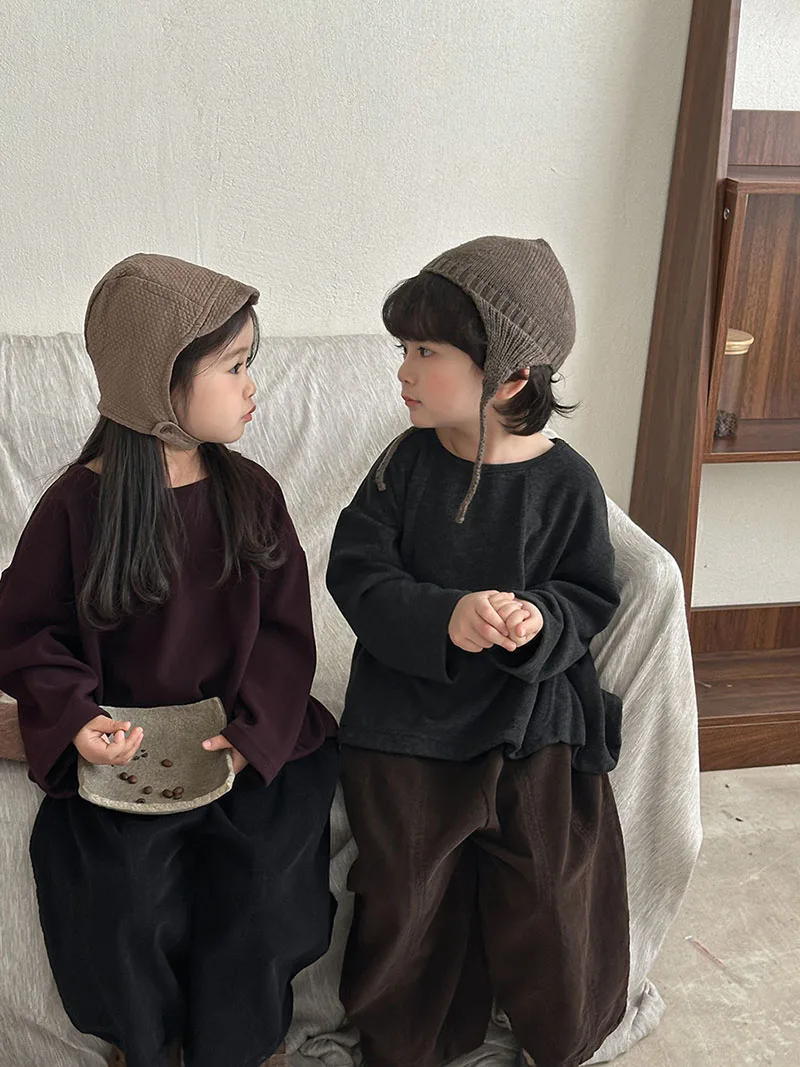 MILANCEL New Autumn Kids Bottoming Shirt 1-7T Solid Color Loose Girls Undershirts Korean Version Children Round Neck T-shirt