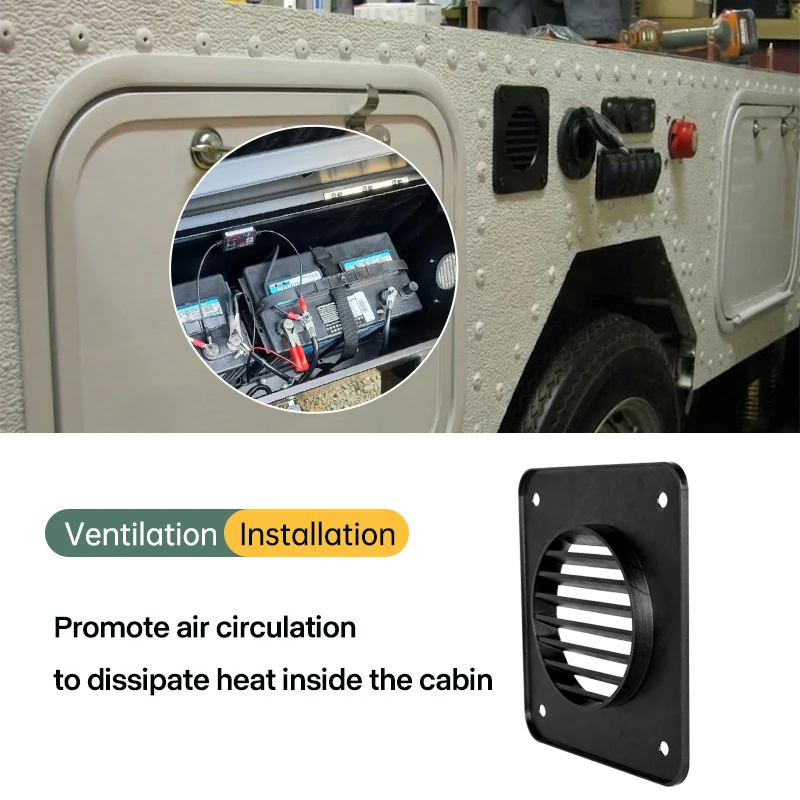 RV Battery Vent Cover ABS Ventilation Grille Battery Box Vent Cover for Camper Caravan Boat Motorhome