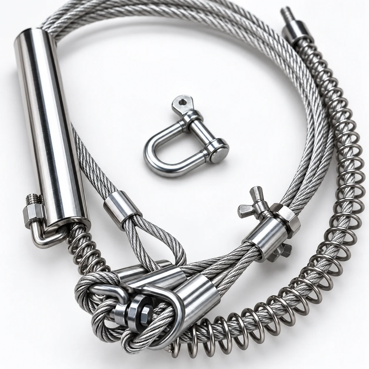 4mm Thick Steel Wire Rope Spring & Lock Nuts, Solid Replacement Accessories for Wild Boar, Fox and Rabbit Trap, Farm Essential T