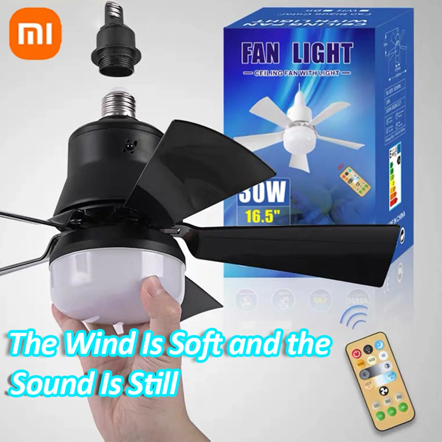 

Xiaomi Ceiling Fan with LED Light & Remote Control Recessed Installation Removable Dimmable Silent Design Suitable for Home Use