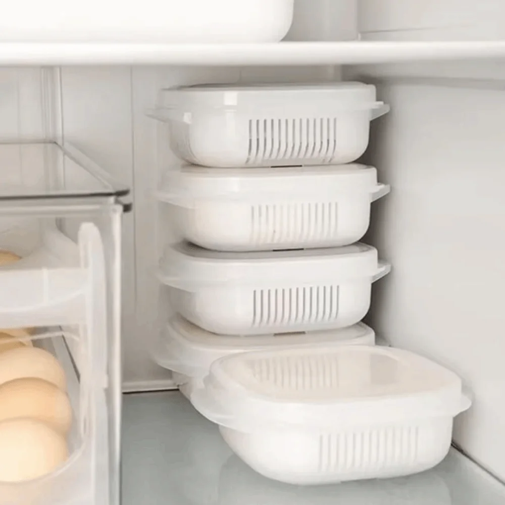 

Набор из 6 двухслойных контейнеров для хранения продуктов с крышками, прозрачные органайзеры для фруктов, пригодные для микроволновки, без BPA, для сохранения свежести риса