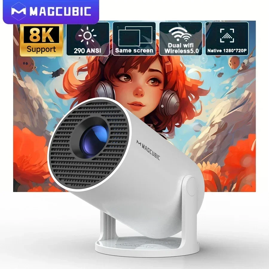 Magcubic Projector HY300 Pro 8K Android 14 Dual Wifi6 290ANSI Allwinner H726 BT5.0 1080P 1280*720P Home Cinema Outdoor Projetor