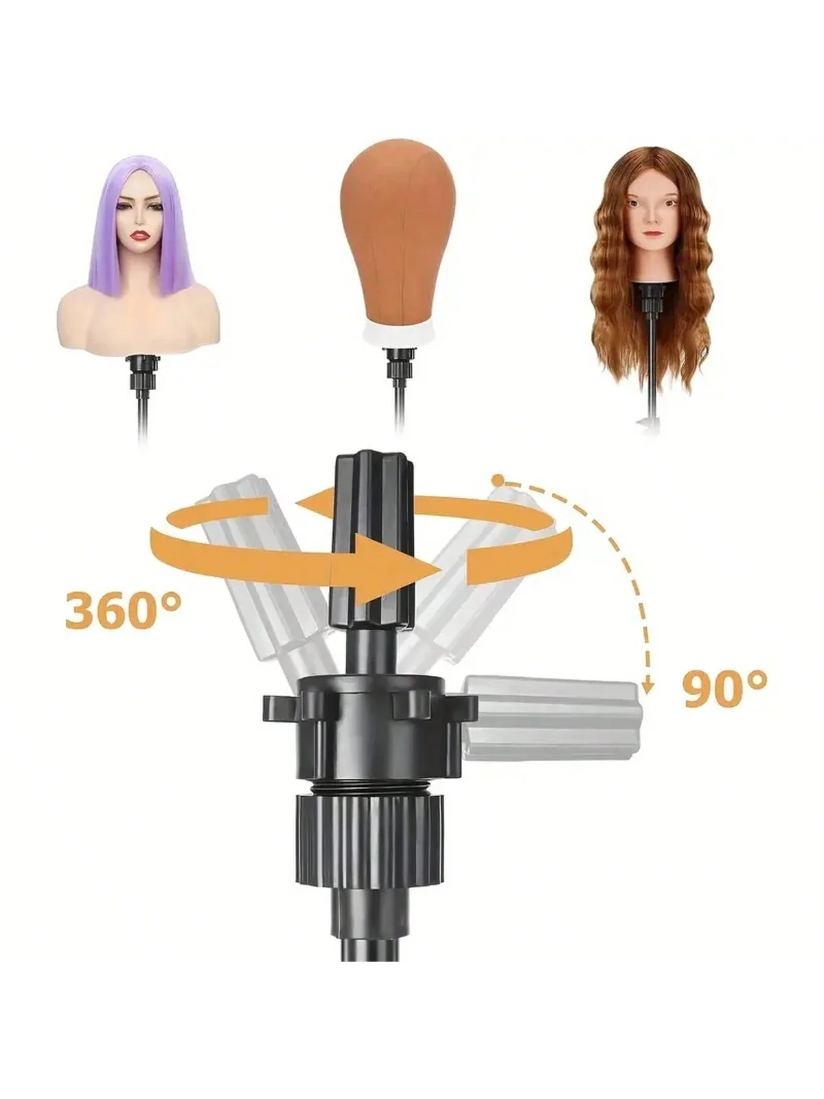 22 بوصة قماش شعر مستعار رئيس حامل عارضة أزياء رئيس طوي شعر مستعار حامل مجموعة لصنع العرض مع الجدول المشبك ، غطاء شعر مستعار ودبابيس T #3