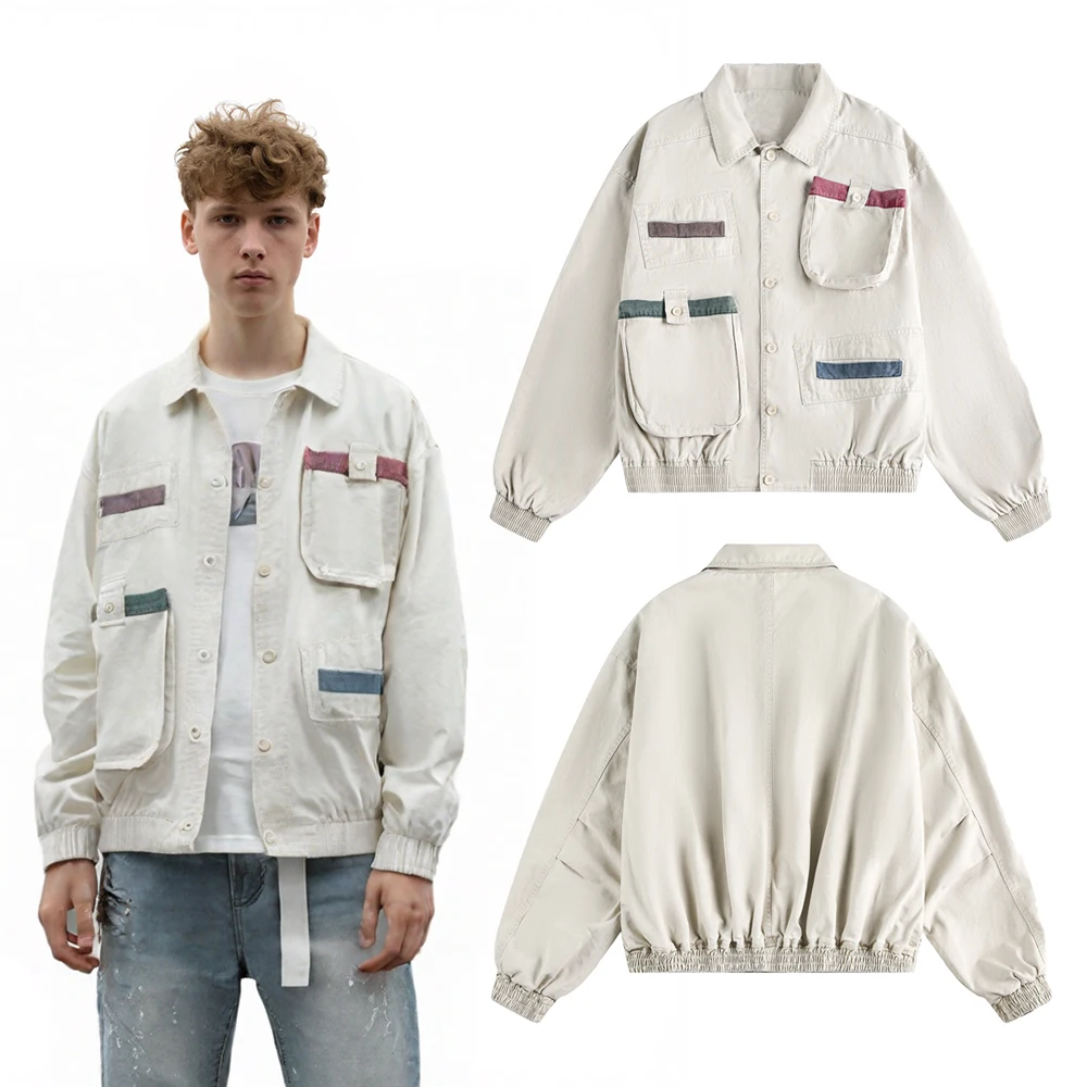 

Зимняя одежда, мужские лоскутные бейсбольные куртки с несколькими карманами на пуговицах, уличная одежда в стиле хип-хоп, уличный стиль, повседневные хлопковые винтажные пальто