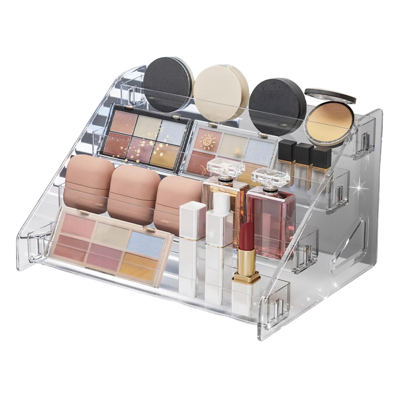 3-7 Ebenen Transparenter Kunststoff Kosmetik-Organizer Präsentationsständer Klare Aufbewahrungsbox Make-up Pinsel Lippenstifte Halter Desktop-Aufbewahrung – Detail 4