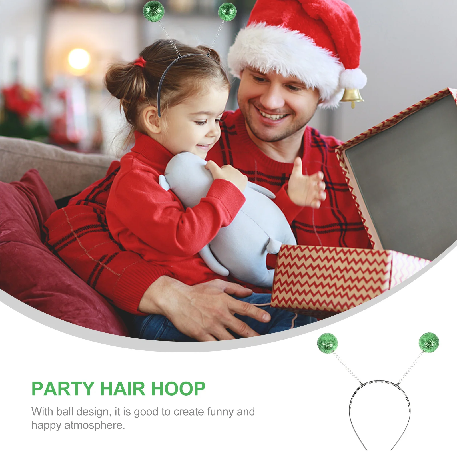 

3pcs Foam Ball Headband Christmas Party Hair Hoop For Woman Girl Lightweight Comfortable Fun Headdress Red Accessory Wearable