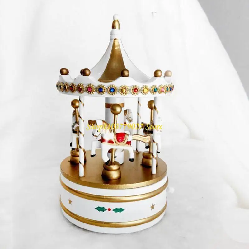 C4DF Christmas Music Box Christmas Music Carousel Ferris Christmas Ornaments Creative Christmas Birthday Gift New Year's