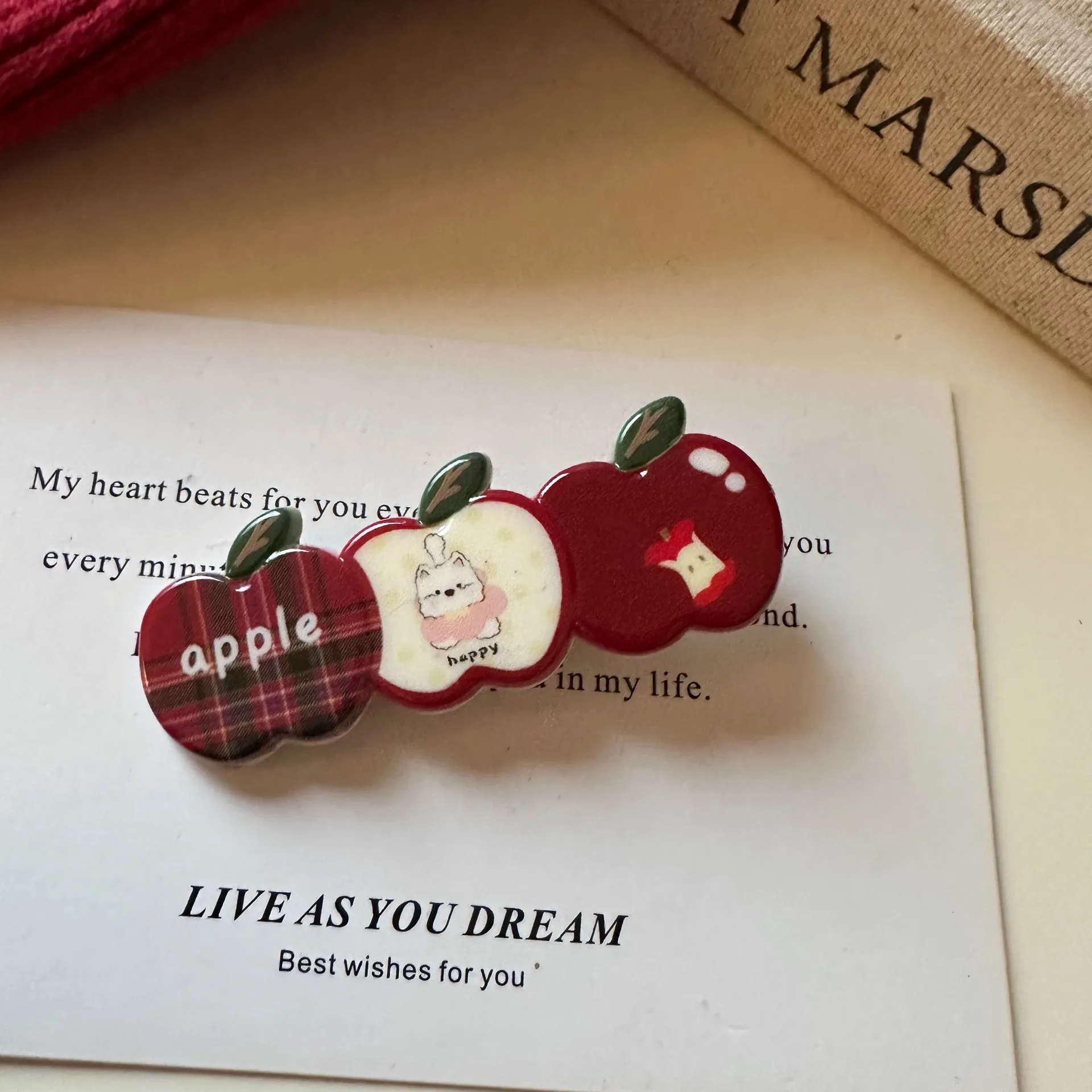 

Cute Apple Cartoon Hairpins Playful Duckbill Fringe Clips Side Hair Decorations for Girls