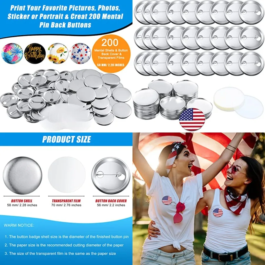

600 штук заготовок для значков, круглые металлические кнопки-заготовки, набор для изготовления значков на машине, включая металлические корпуса