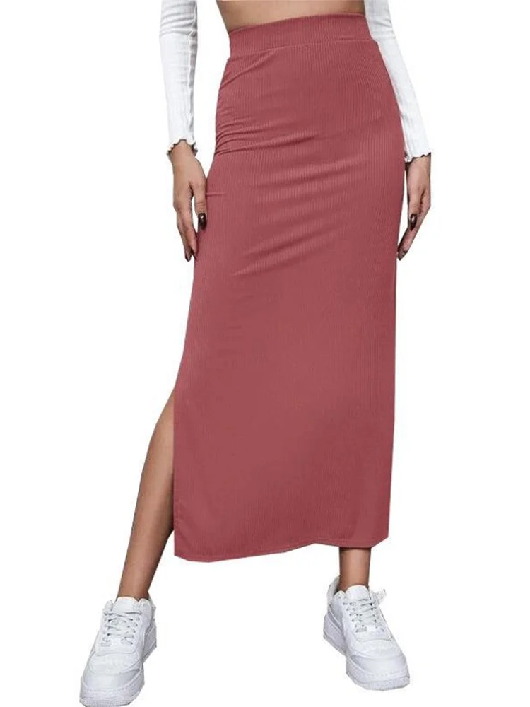 Solid Color Y2K Knited Midi Skirts Vintage Fairycore Grunge Pleated Skirts Women Holiday Bohemian Harajuku Korean Chic Skirts