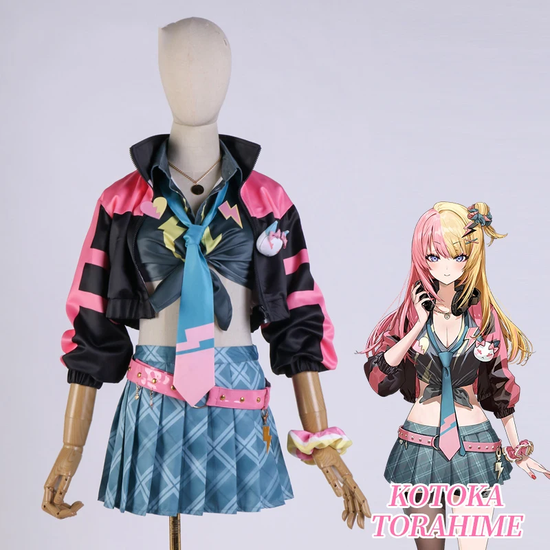 COS-HoHo Vtuber Nijisanji XSOLEIL Kotoka Torahime Game Suit Sweet Lovely Uniform Cosplay Costume Halloween Party Outfit Women