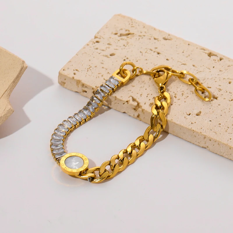 EILIECK 316L Edelstahl Einfache Zirkonia-Kettenarmbänder für Damen Wasserdicht Luxuriöser Glitzer Stilvoller Charm-Schmuck Geschenke – Detail 23