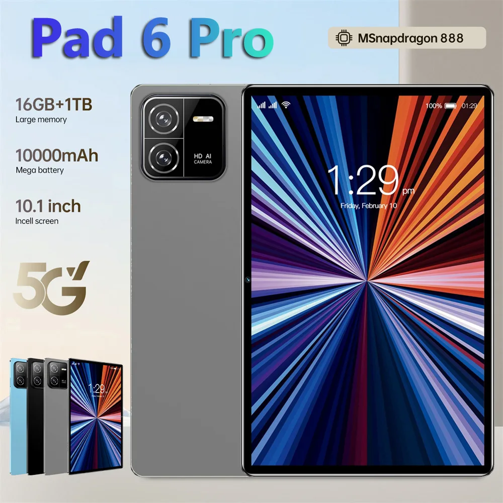 

2025 HOT NEW Pad 6 Pro Tablet 10.1inch Original Android 13 Tab 5G Dual Sim 10000mAh Cheap Tablets PC For Children's Kids Gifts
