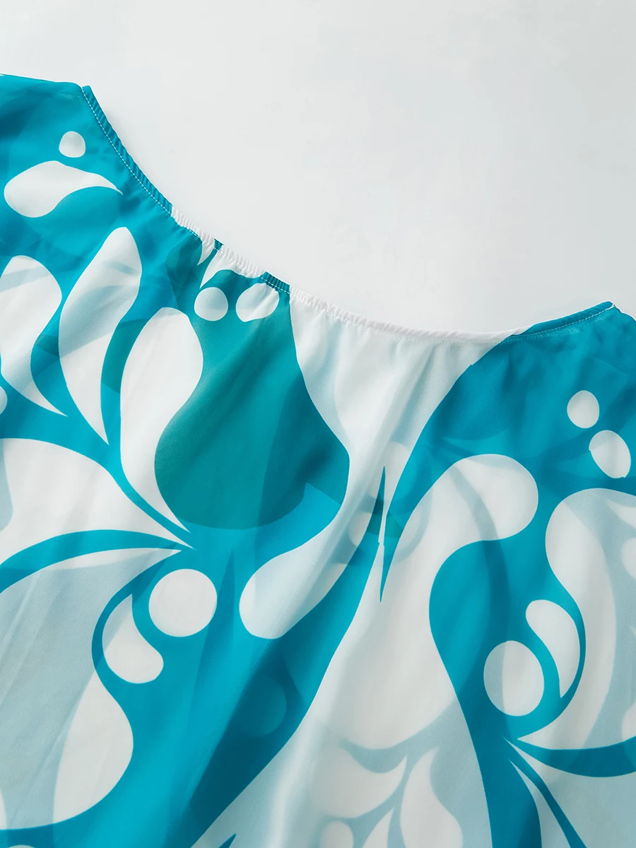 우아한 맥시 드레스 짧은 소매 브이넥 꽃 프린트 A라인 드레스 벨트 포함 캐주얼 보헤미안 비치 파티 드레스 여성용