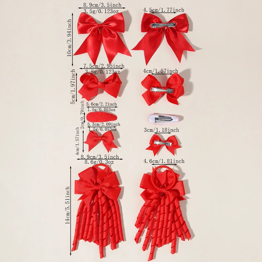 10er-Set Kinder-Haarschleifen-Clips + Quastenband + BB-Clips – Haarschmuck für Kinder und Teenager, Geschenk für Mädchen – Detail 2