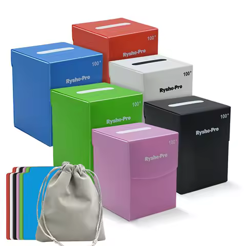 6 Pack PTCG Deck Boxes Holds 100+ Trading Card Games Storage Organizer Cases with 6 Dividers &amp; Dice Bag for MTG TCG Sports Cards