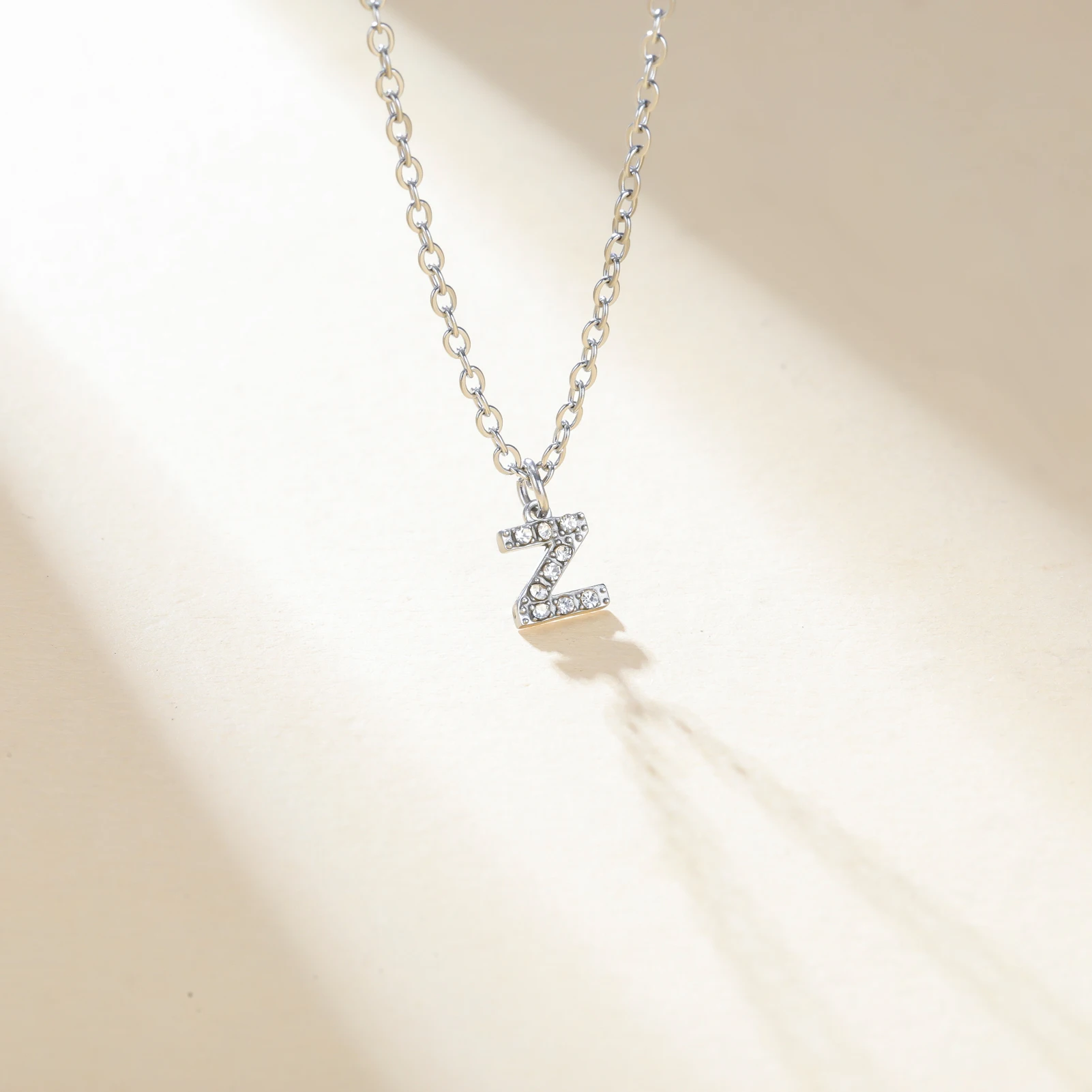 Skyrim Stainless Steel Clear Zircon A-Z Initial Necklace Women Trendy Choker Minimalist Alphabet Letter Jewelry Wholesale
