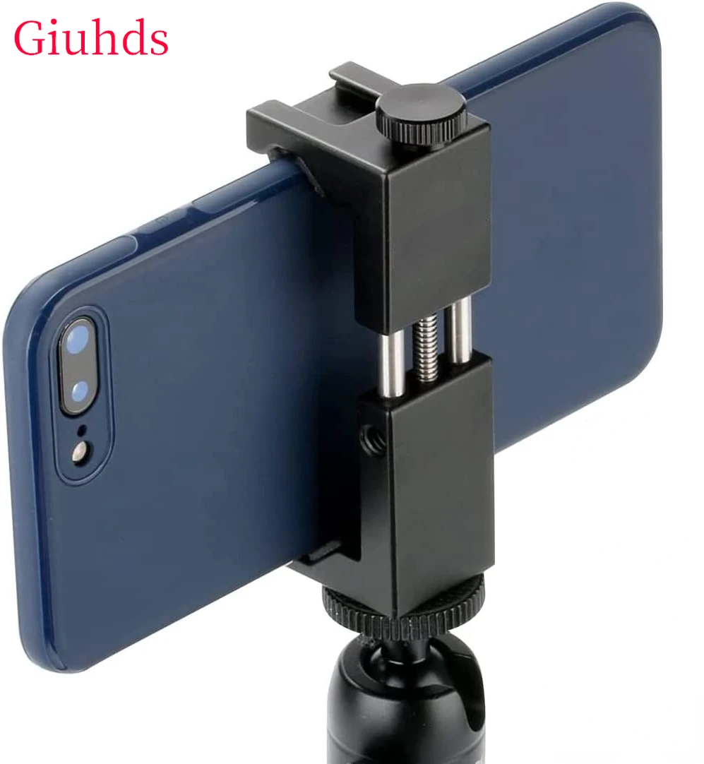 Aluminum Phone Tripod Mount w Cold Shoe Mount, Support Verti