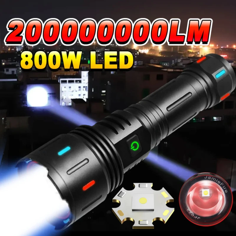 

200000000 Most Powerful Led Flashlight Rechargeable 800W LED Flashlights High Power Zoom Torch Long Range 5000m Tactical Lantren