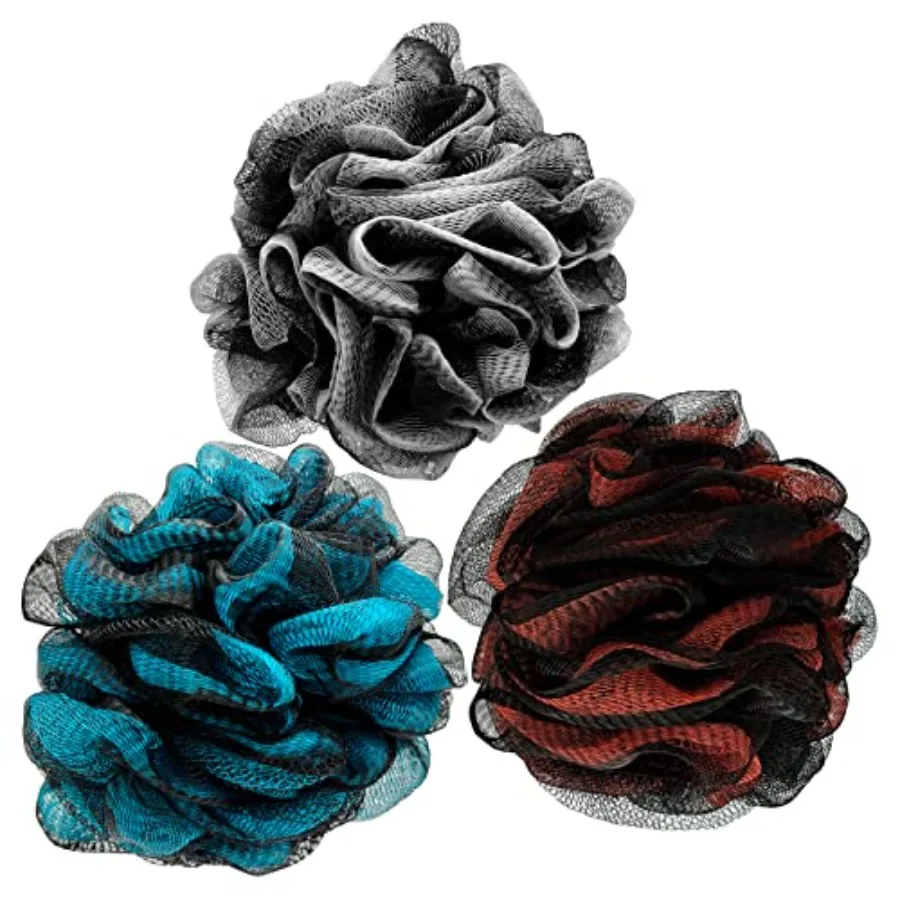 

Loofah Bath Shower Sponge Body Scrubber, Extra Large 75g XL Exfoliate Mesh Pouf Shower Bouquet, 3 Pack Body Wash for Women and