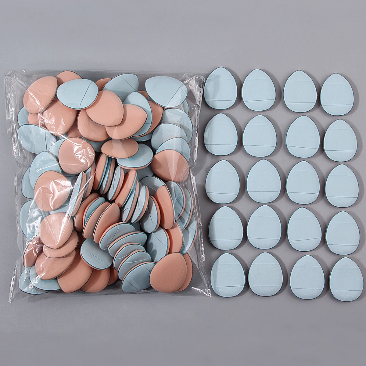 100PCS Professional soft makeup thumb powder puff, dry and wet dual-purpose, non-sticking powder facial concealer makeup tool