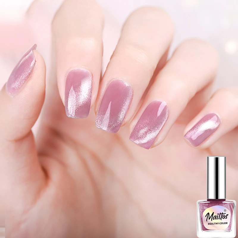WA528 - 12ml No-bake Cat's Eye Water-based Nail Polish, Odorless, With a Magnet, It Dries Quickly, No Need UV Lamp, Easy to Tear