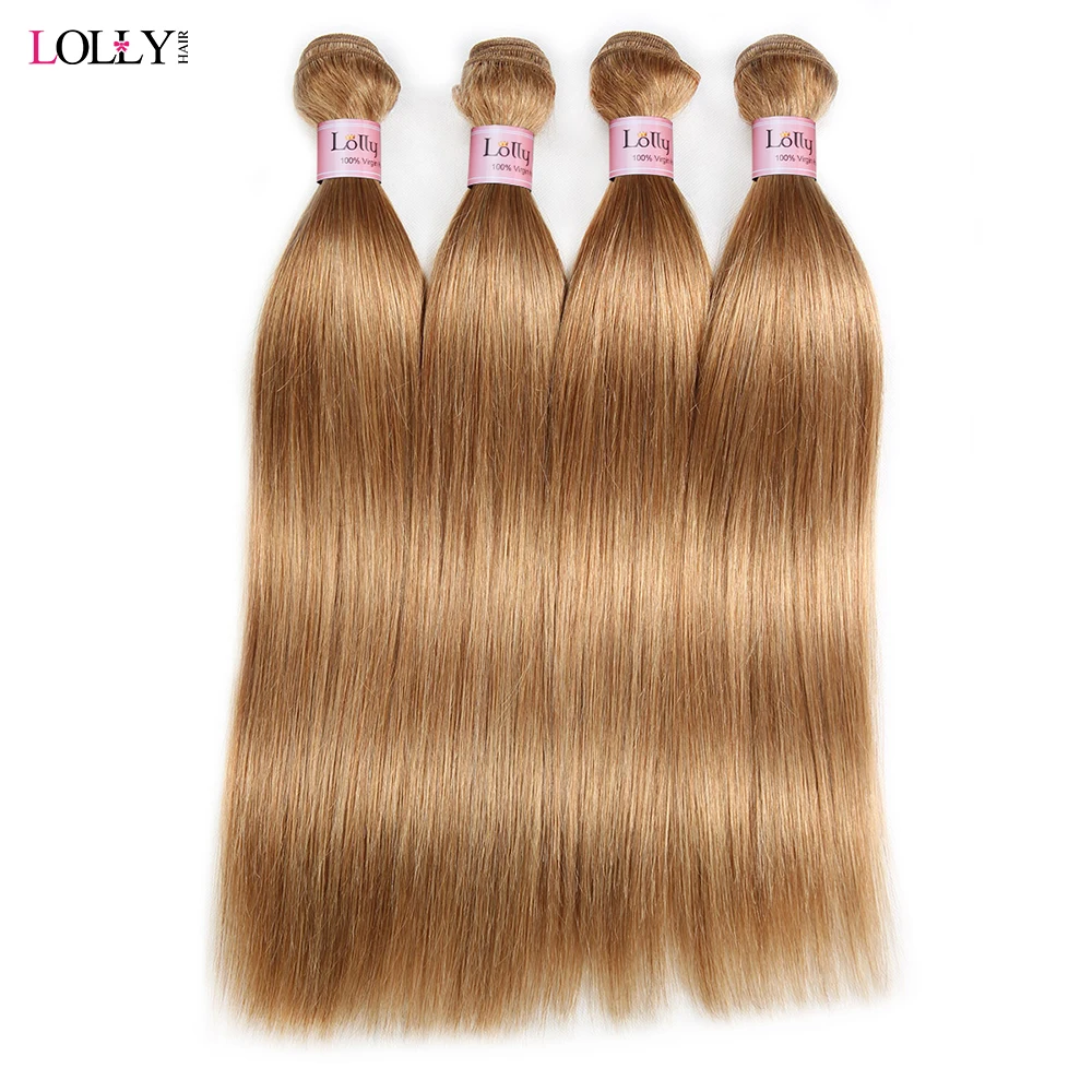 Honey Blonde Hetero Pacotes de cabelo humano, Brazilian Hair Weave, 3 Pacotes, 4 Pacotes, #27