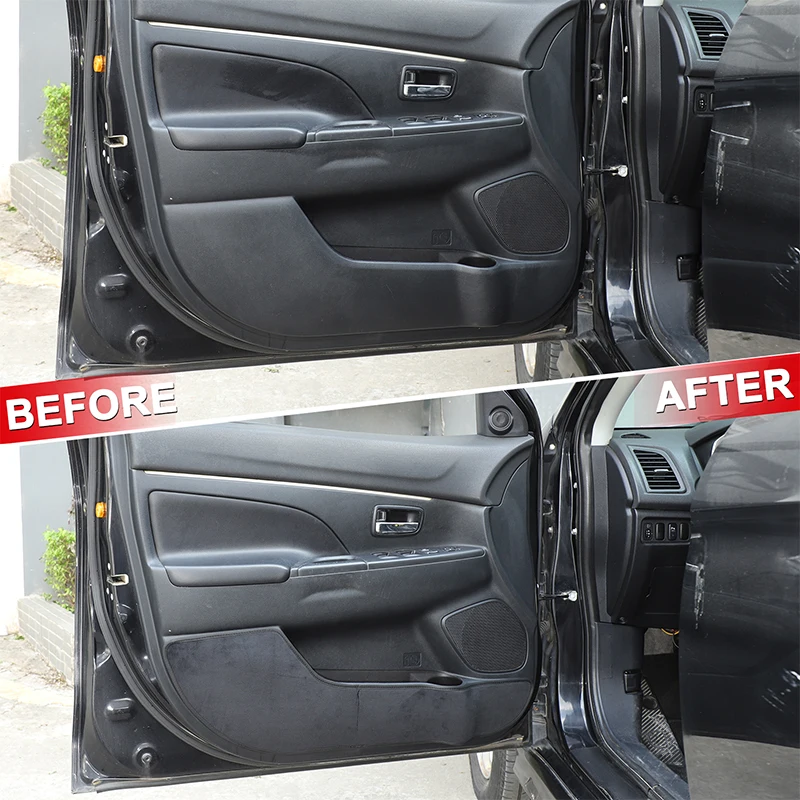 

4piece set Velvet Black For Mitsubishi ASX 2011-2018 car door anti-dirty pad decorative sticker interior protection accessories