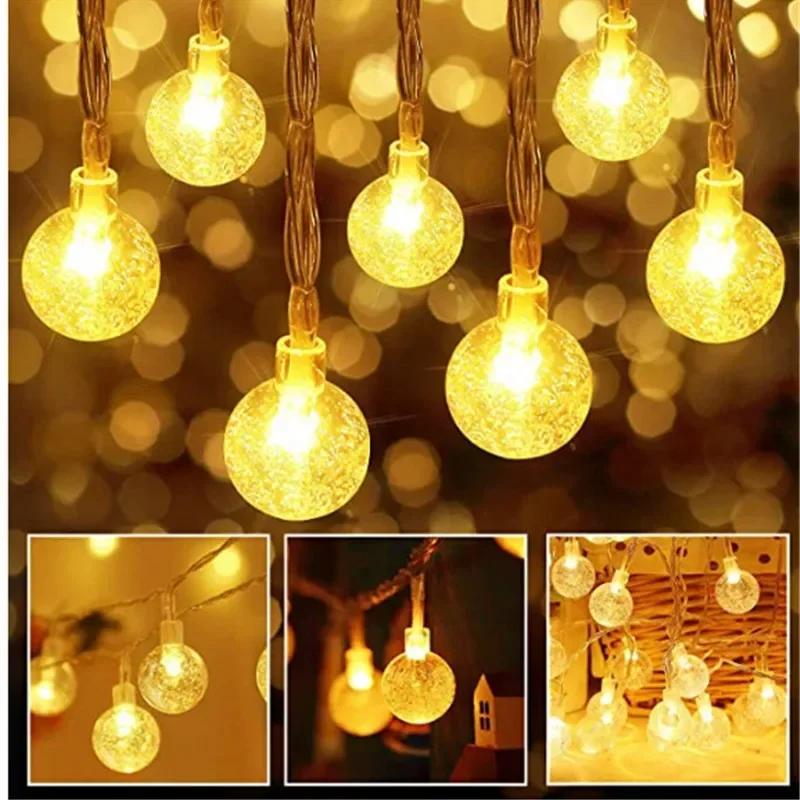 10M Battery Power Bubble Ball LED String Lights Garland Outdoor Lamp Wedding Fairy Lights Christmas Ramadan Decoration 2025