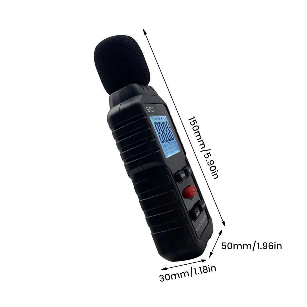 Detector de ruído doméstico com retroiluminação LCD, Medidor Decibel, Tester Volume Ambiental, S8607, 30dB, 130dB