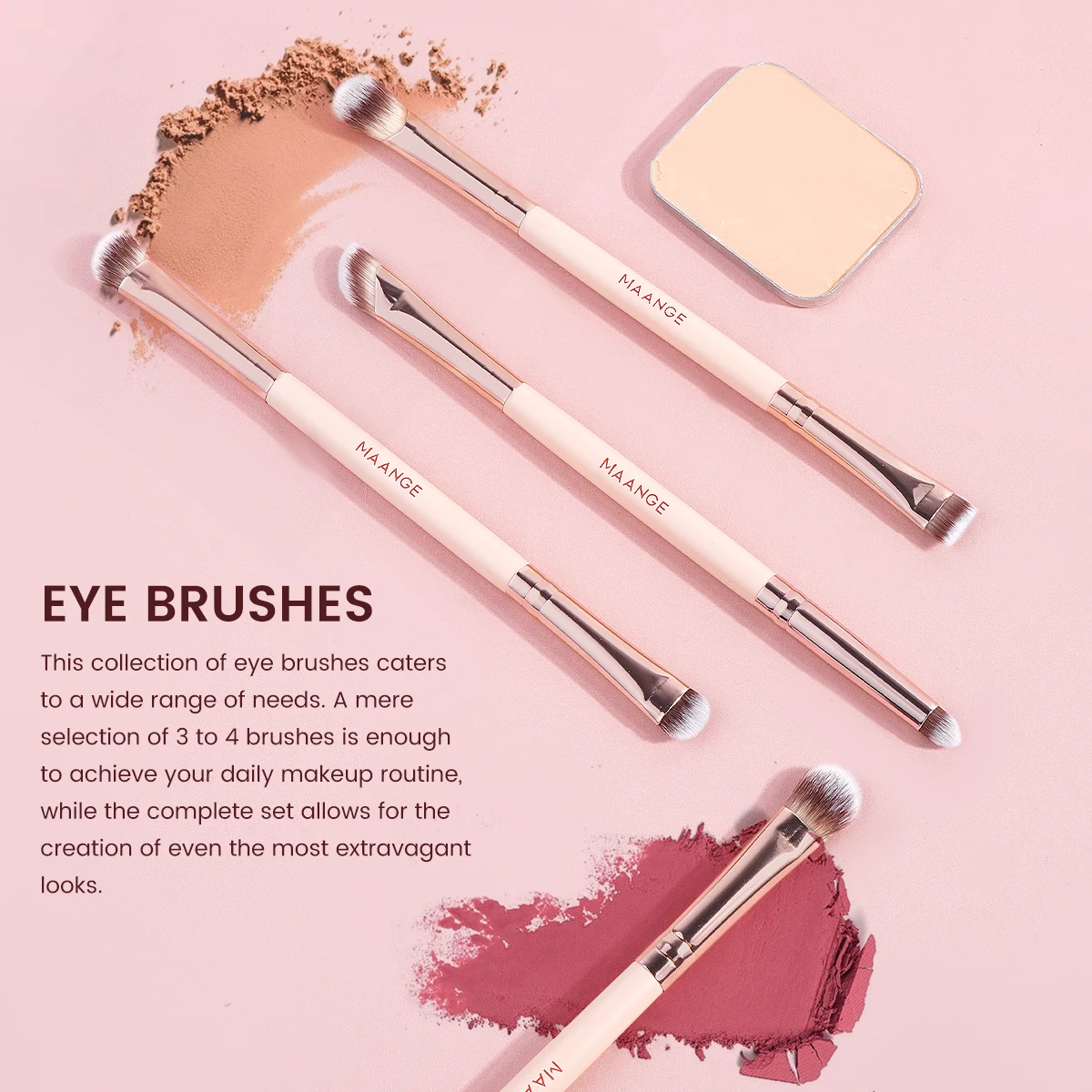 MAANGE Makeup Brushes 5pcs Double-ended Eyes Brushes for Eyeshadow Eyeliner Nose Contour Smudge Blending Makeup Brushes Tools