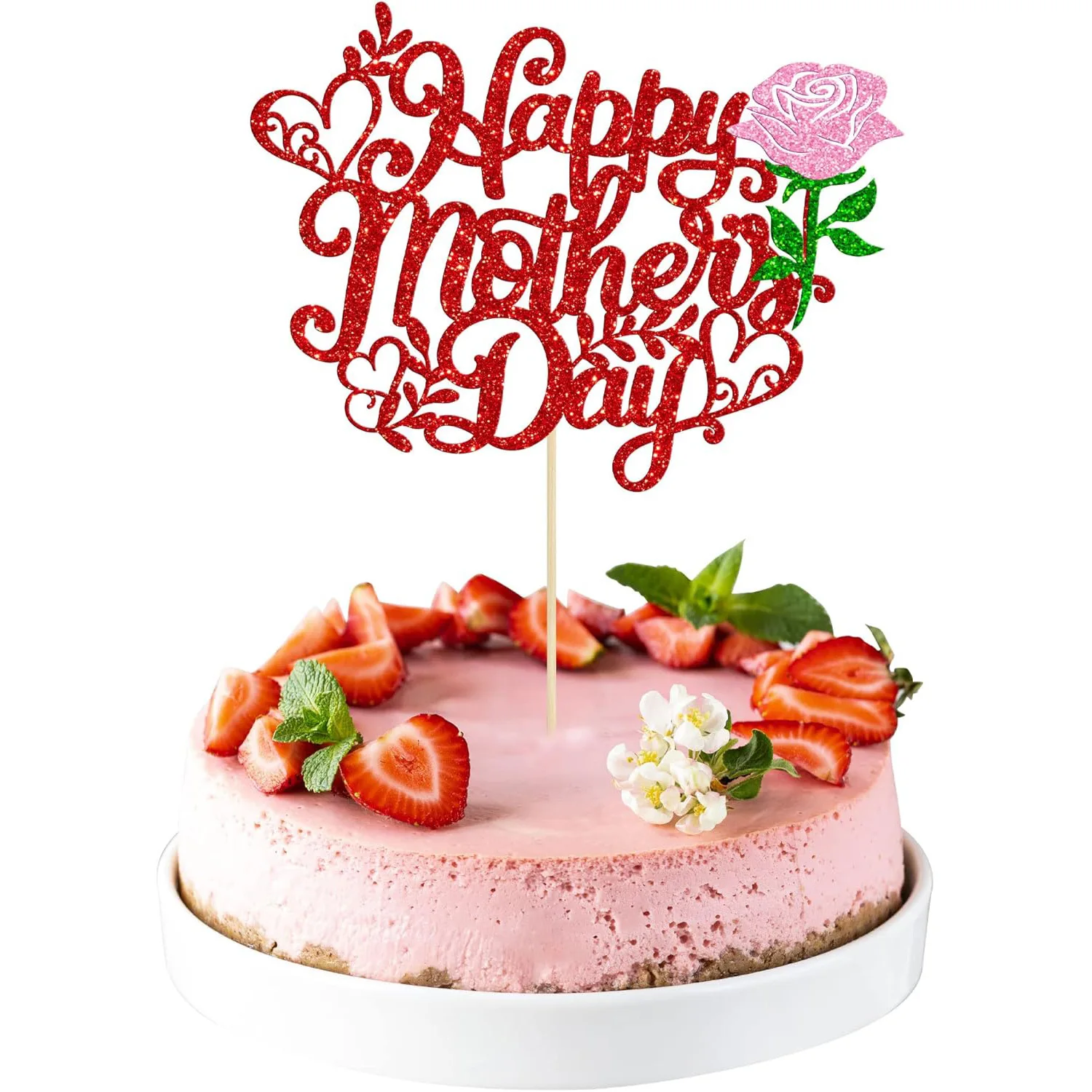 

С Днем матери, топпер для торта, флажки для вечеринки в честь Дня Рождения, фрукты, красная роза, цветок, топперы для кексов, украшения для выпечки, сделай сам