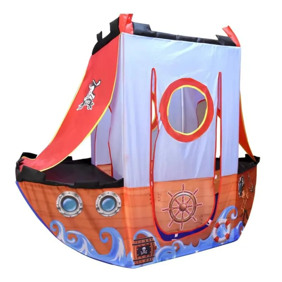

Pirate Ship Play Tent for 66x53 Inch Indoor Outdoor Playhouse with Pirate Toys Durable Fabric in Blue and White Fun Interactive