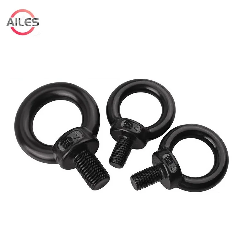 Black 304 Stainless Steel M3 M4 M5 Dacromet Coating Lifting Eyebolt 10 15 20 25 30 40 50mm Length Eye Bolt Eyebolts Ring Nuts