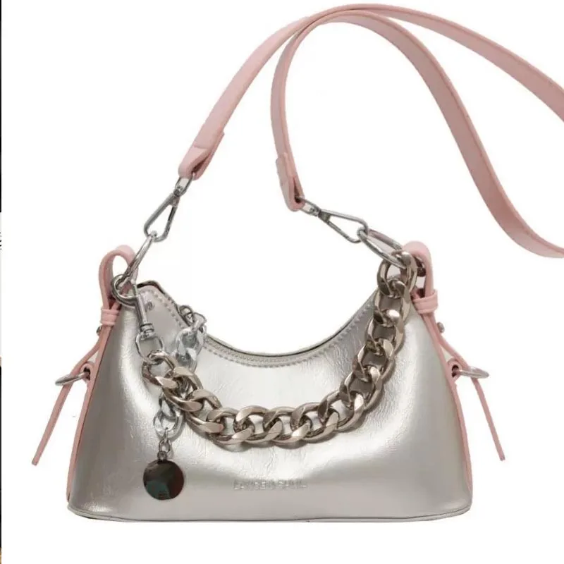 New Women's Shoulder Bag  Square Chain Bag Retro Messenger Bag Crescent Chain Underarm Bag For Girl Gift BFF