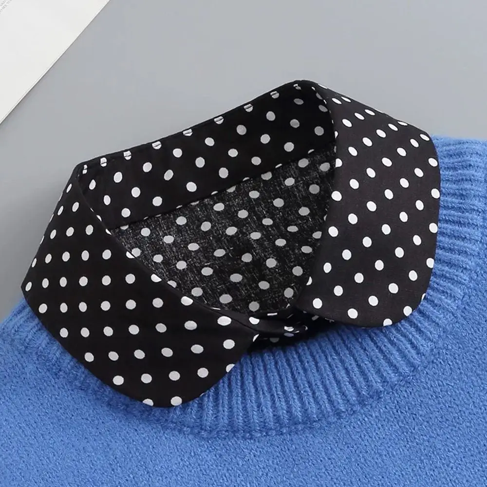 

Women Clothes Accessories Dots Fake Collar Detachable Cotton Neckline Stand Up Collar