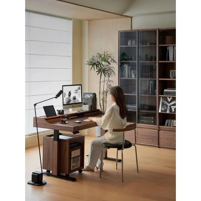 

Intelligent lifting office desk | North American black walnut warm texture, electric free adjustment to create a new form