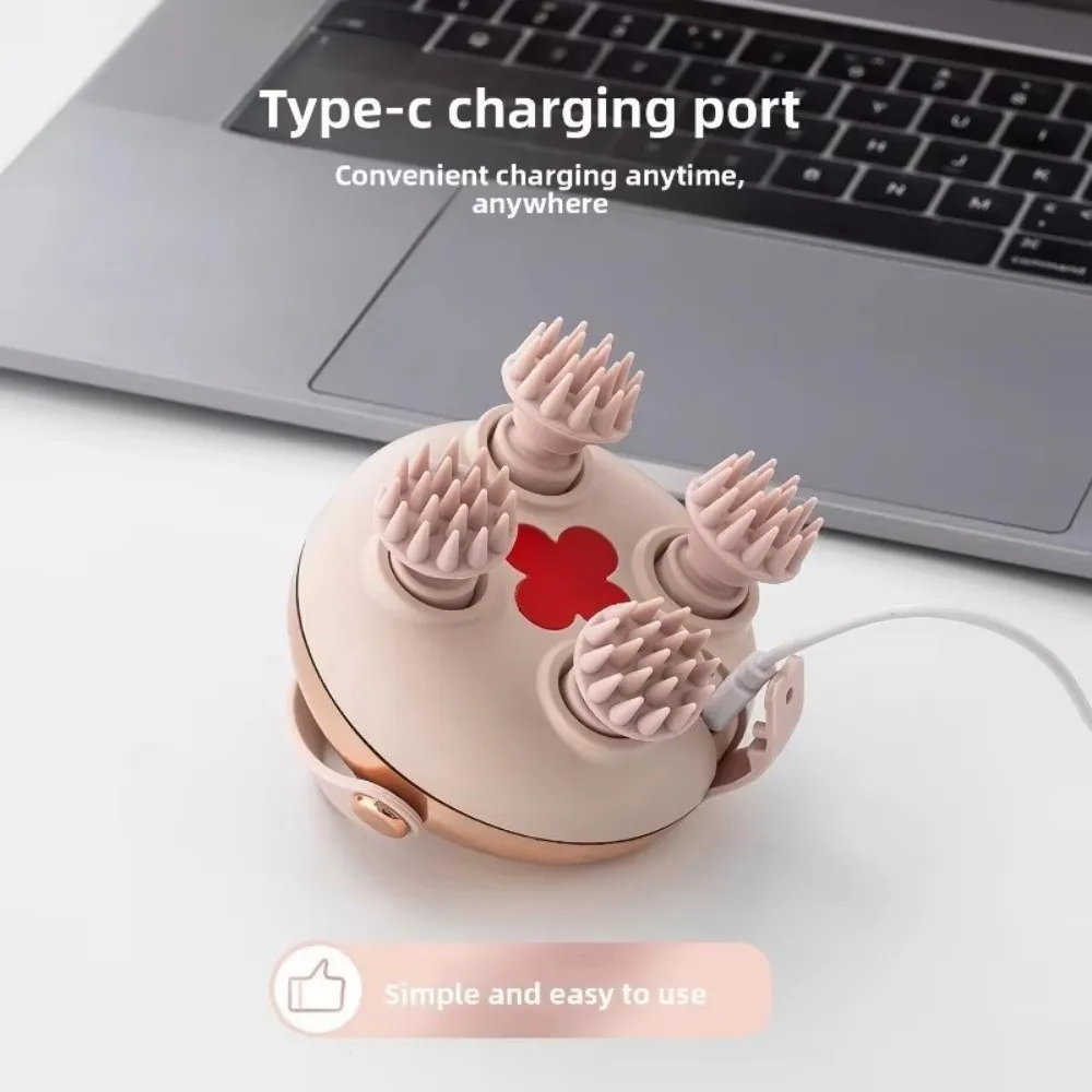 Waterproof Electric Head Massager 4 Massage Claws Handheld Design Scalp Massager Ergonomic Rechargeable Hair Scalp Massager