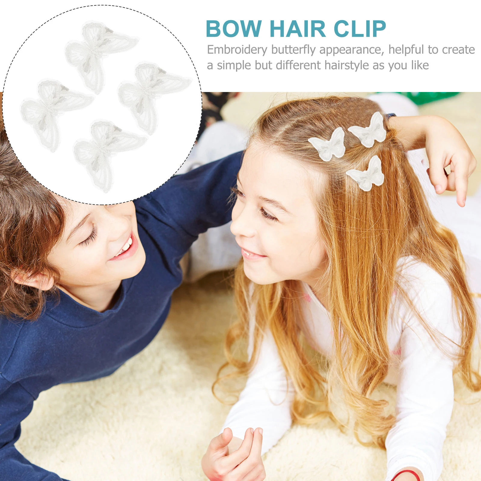 

9 Pairs Embroidery Butterfly Hair Clips for Hair Bun Curly Ponytail Girl Hair Bow