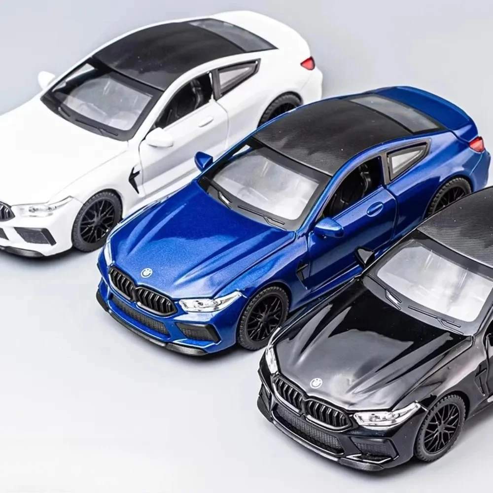 1:32 스케일 M8 모델 장난감 미니어처 슈퍼카 합금 다이캐스트 스포츠카 사운드 라이트 도어 오픈 풀백 장식품 어린이 선물용