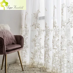 Luxury Yarn Embroidered 3D Screens Princess Tulle Curtains for Bedroom Romantic Sheer Children's Room Window Decoration