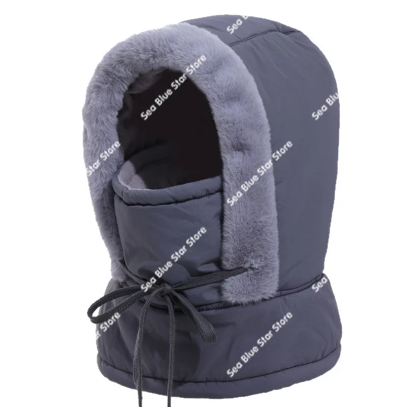 Winter warm hat for men and women riding outdoor fleece thickened cold-proof scarf cover integrated hat