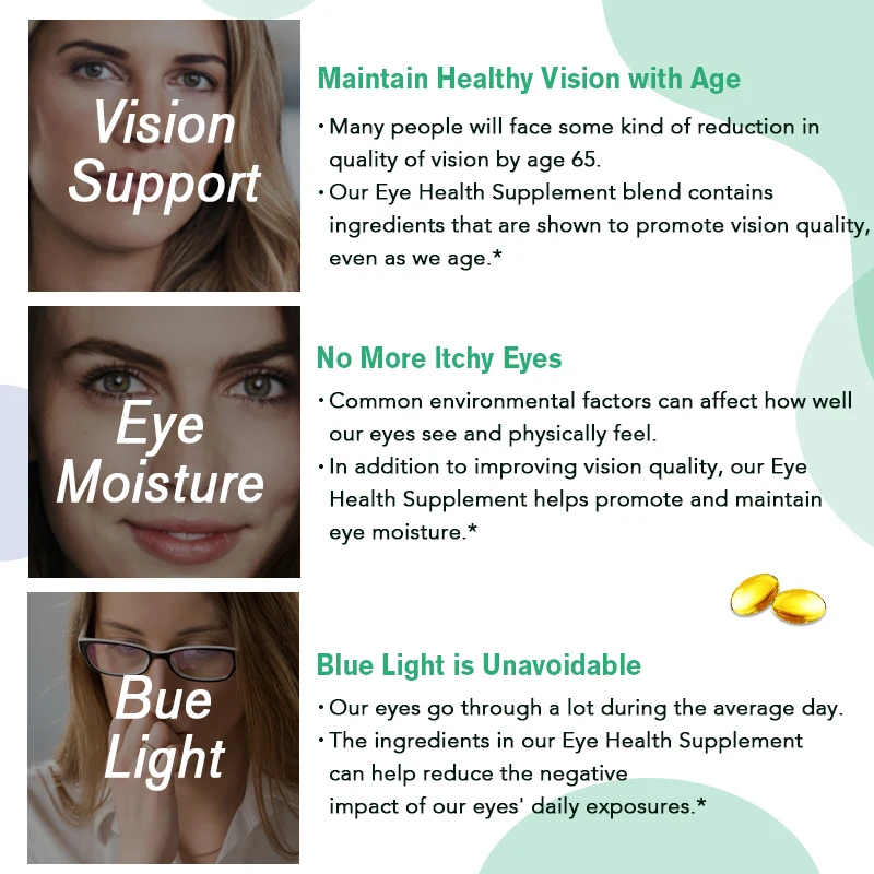 Vision Vitamin Supplement - Eye Nutrition Dietary Supplement Relieve Eyestrain Support Enhance Vision and Blue Light Defense